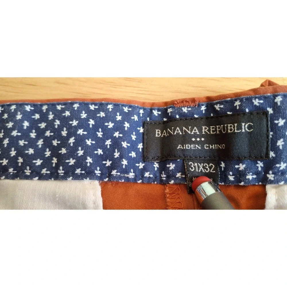 Banana Republic Men's Aiden Cinnabar Cotton Pants Size 31 X 32 Summerweight